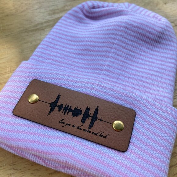 Love You To The Moon And Back Soundwave Newborn Baby Beanie - Pink - Not Custom - Picture 6 of 9